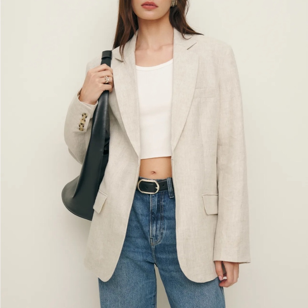 Reformation Drew Oversized Linen Blazer - M
